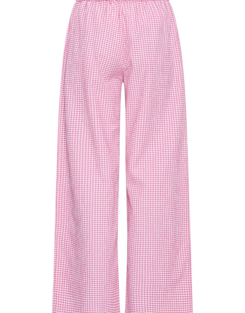 ICHI Jilma Gingham Pant in Azalea Pink