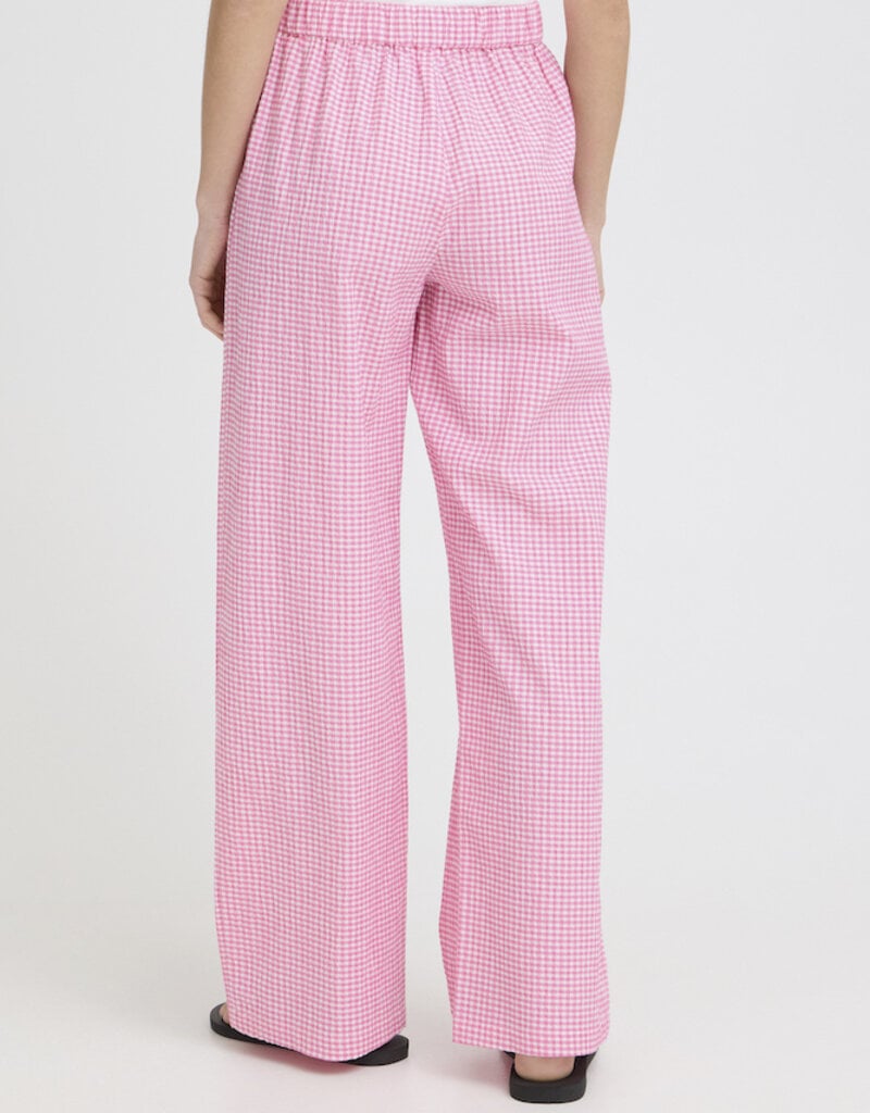 ICHI Jilma Gingham Pant in Azalea Pink