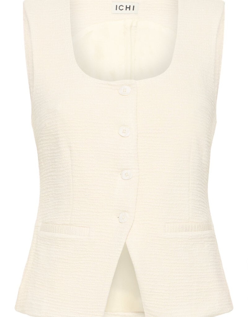 ICHI Kate Textured Waistcoat in Almond Milk