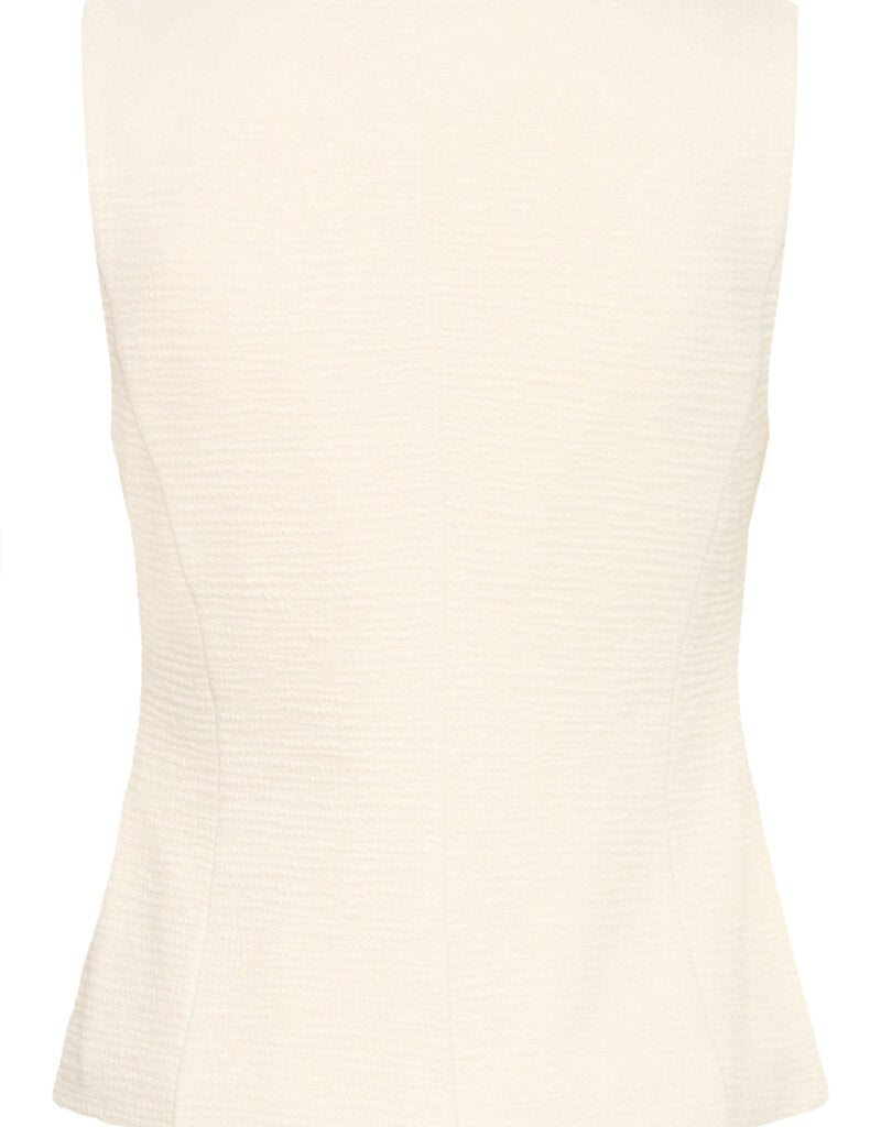 ICHI Kate Textured Waistcoat in Almond Milk