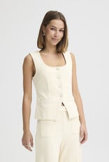 ICHI Kate Textured Waistcoat in Almond Milk