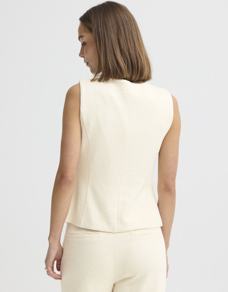 ICHI Kate Textured Waistcoat in Almond Milk
