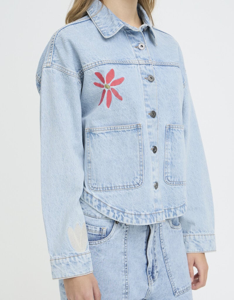 ICHI Bauve Embroidered Denim Jacket