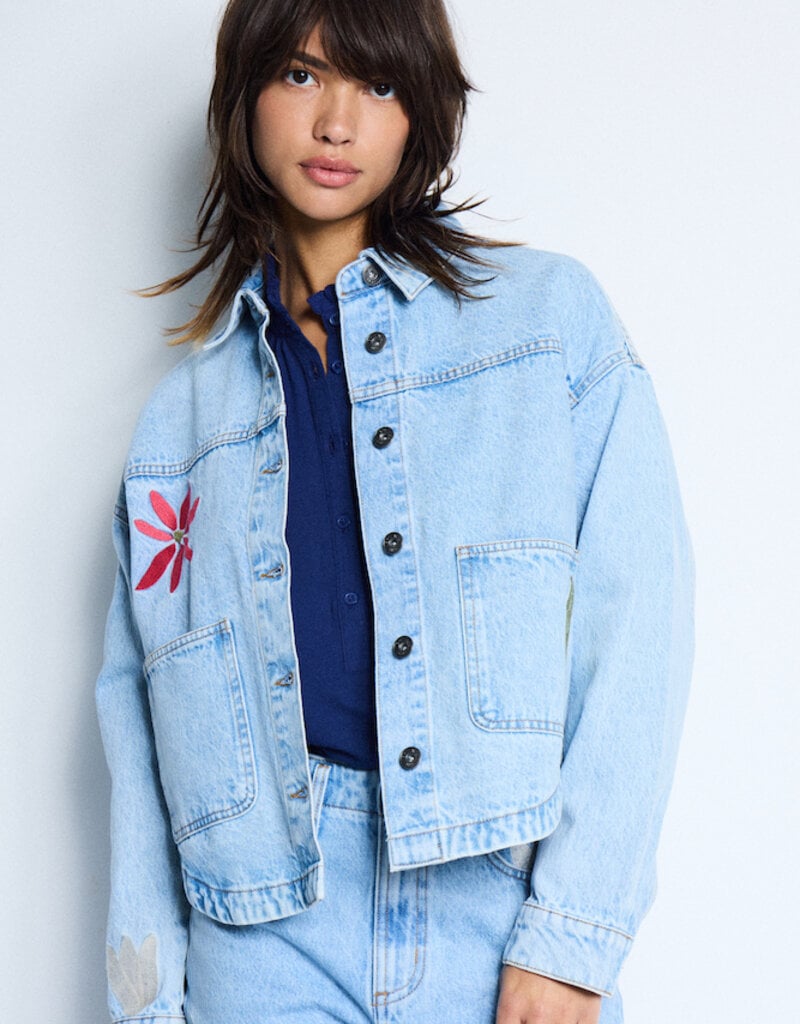 ICHI Bauve Embroidered Denim Jacket
