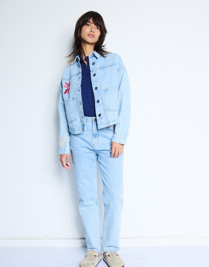ICHI Bauve Embroidered Denim Jacket