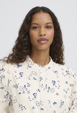 ICHI Qwina Short Sleeve Blouse in Blue Foral