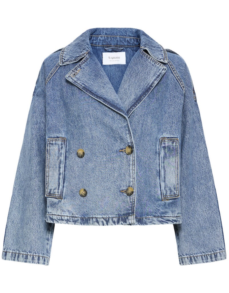 B.Young Citan Short Denim Trench Coat