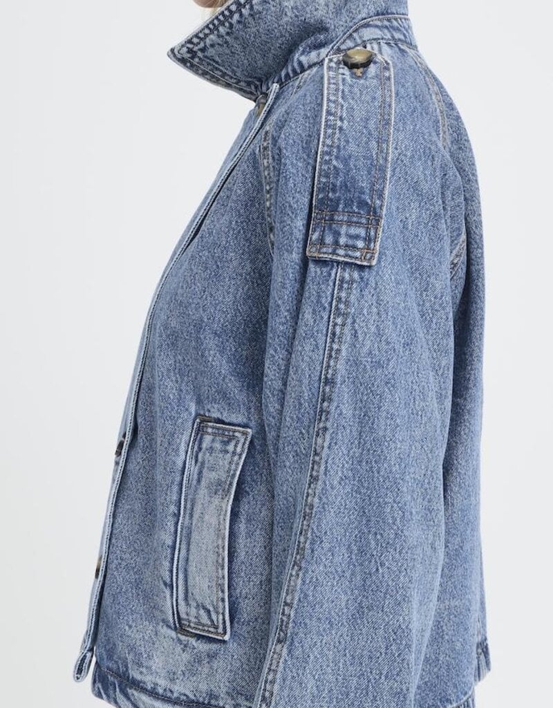 B.Young Citan Short Denim Trench Coat