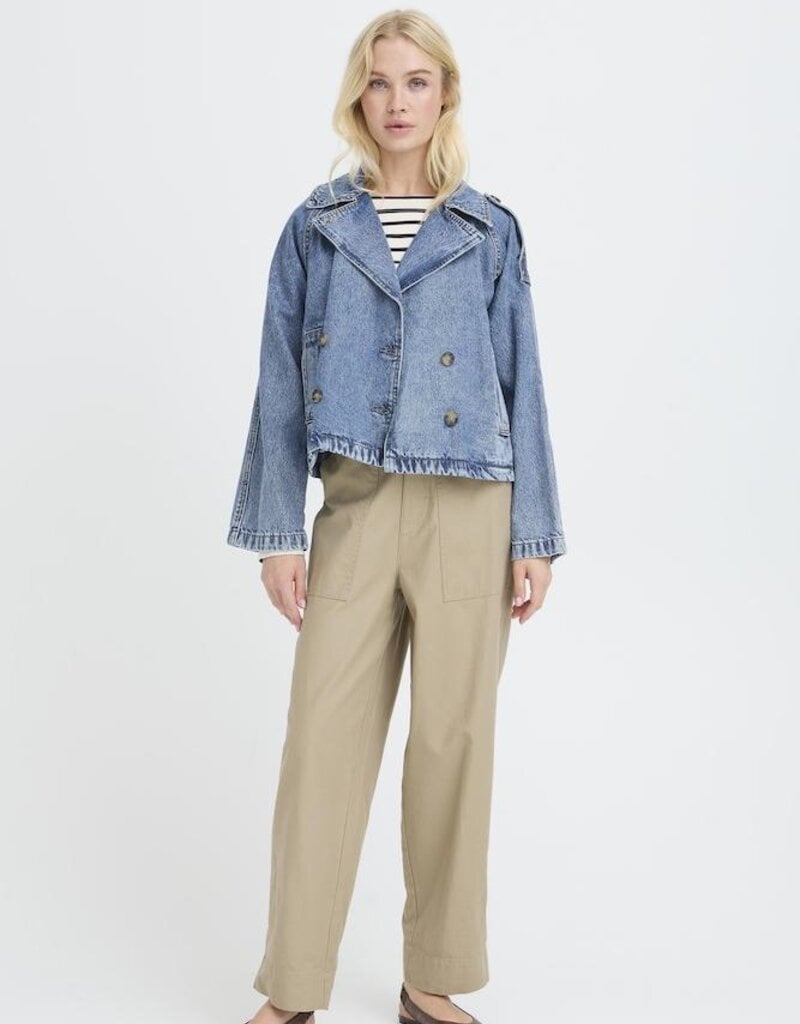 B.Young Citan Short Denim Trench Coat