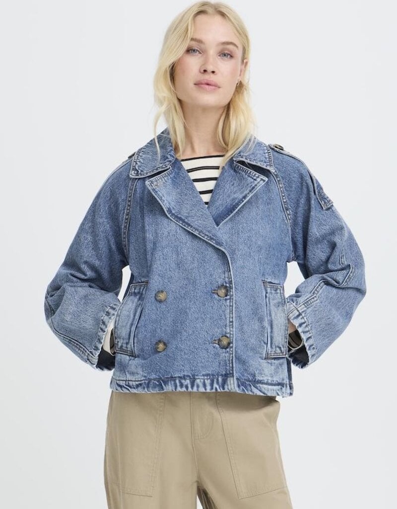 B.Young Citan Short Denim Trench Coat