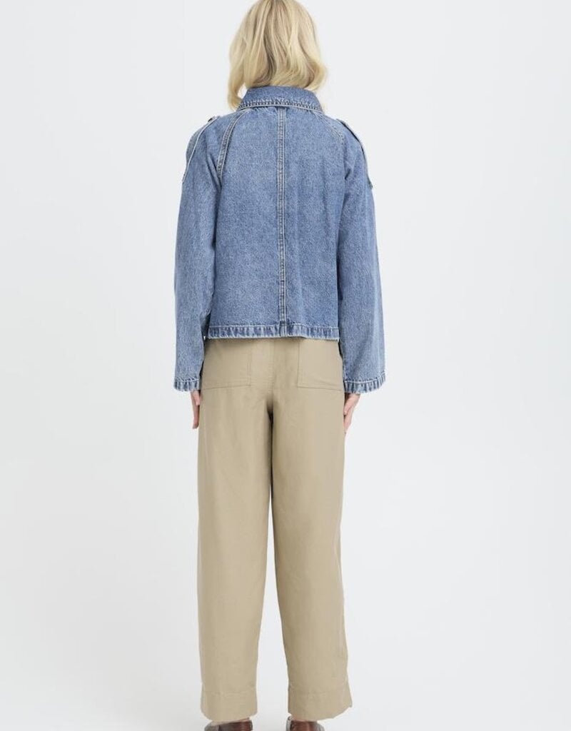 B.Young Citan Short Denim Trench Coat