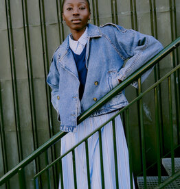 B.Young Citan Short Denim Trench Coat