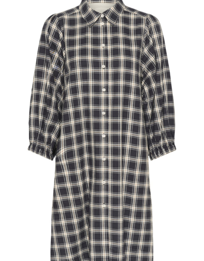 Part Two Eleina Cotton Dress in Dark Navy Check