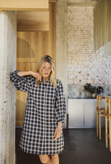 Part Two Eleina Cotton Dress in Dark Navy Check