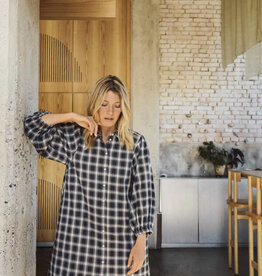 Part Two Eleina Cotton Dress in Dark Navy Check