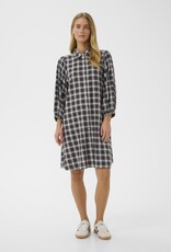 Part Two Eleina Cotton Dress in Dark Navy Check
