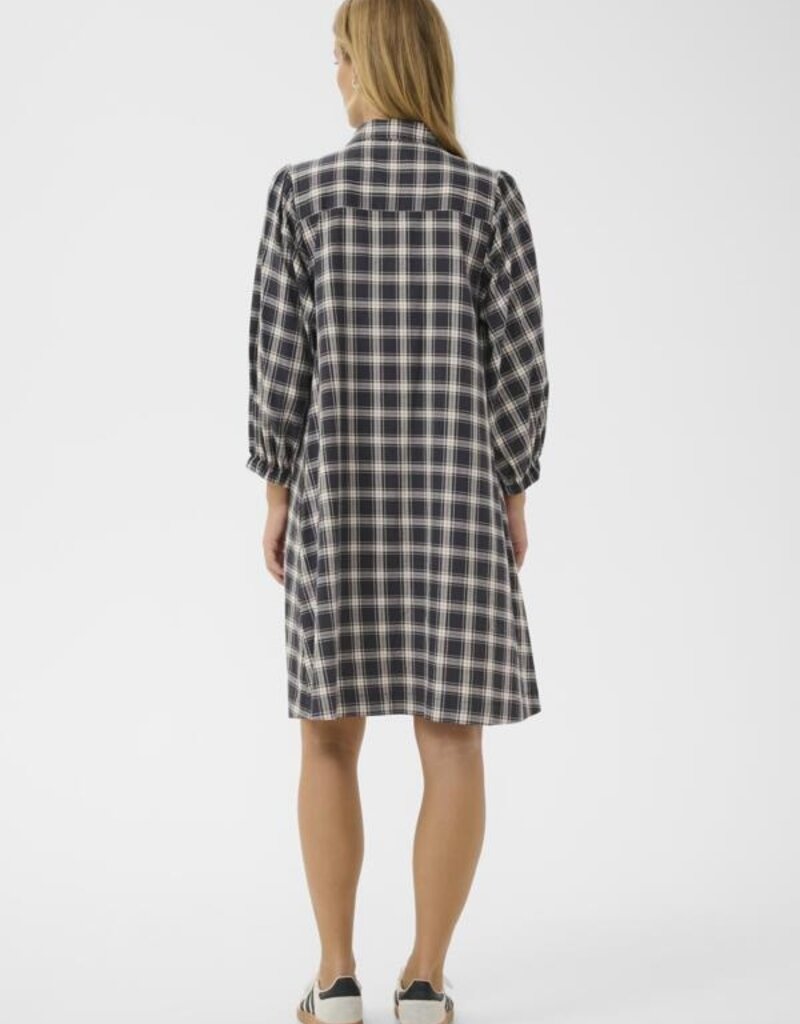 Part Two Eleina Cotton Dress in Dark Navy Check