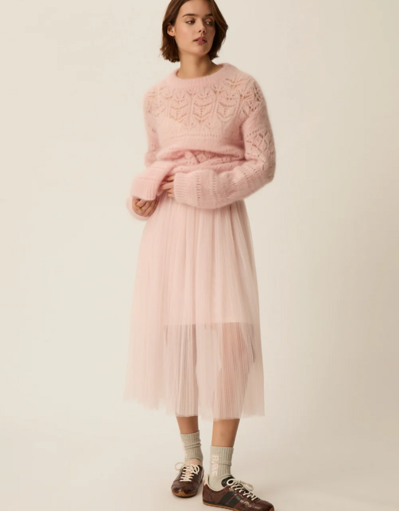 Des Petits Hauts Valerina Pleated Mesh Skirt in Bubblegum Pink