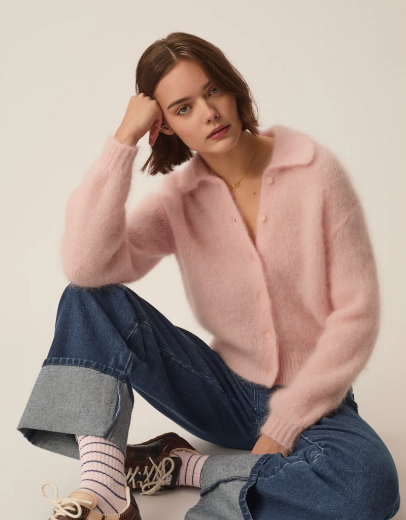 Des Petits Hauts Alpolo Collar Cardigan in Lavender