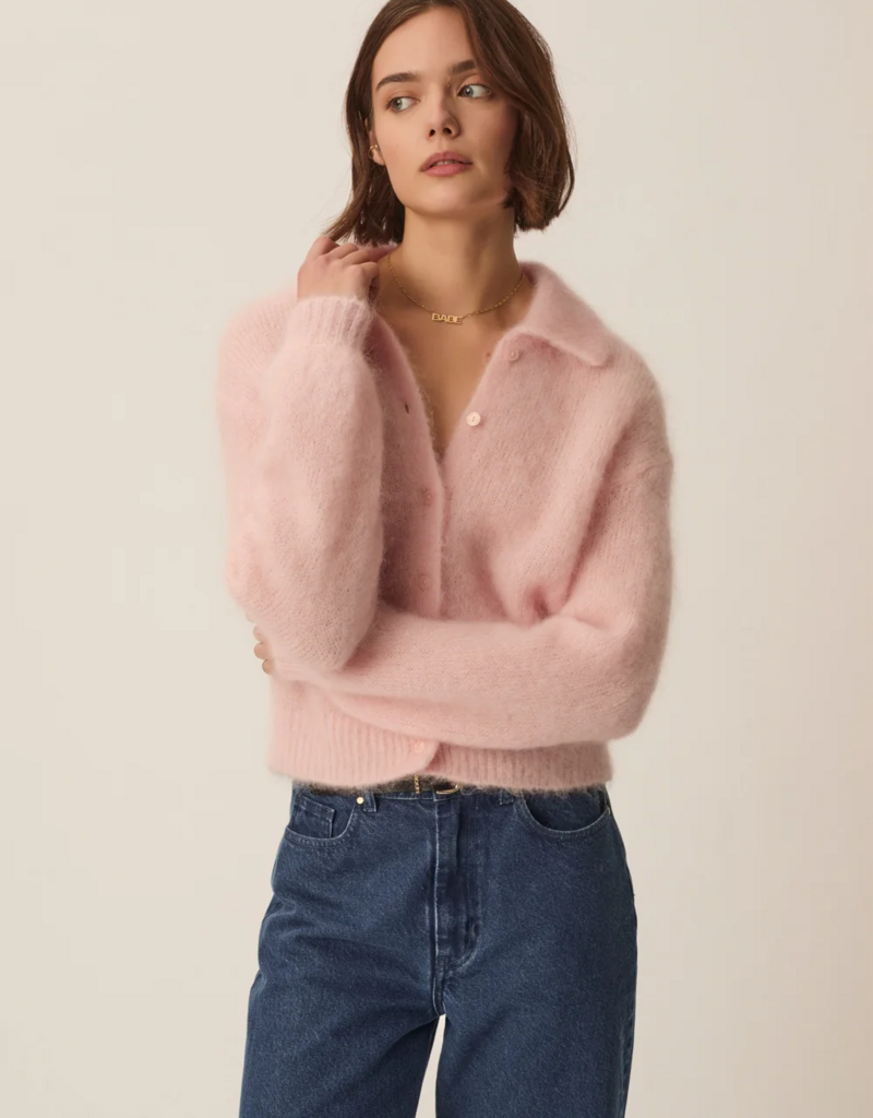 Des Petits Hauts Alpolo Collar Cardigan in Lavender