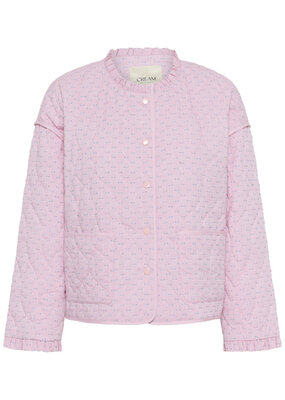 Cream Lummi Ruffled Cotton Quilted Jacket