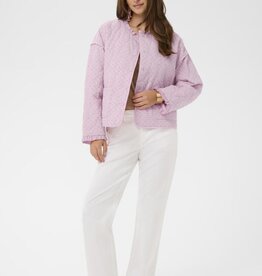 Cream Lummi Ruffled Cotton Quilted Jacket