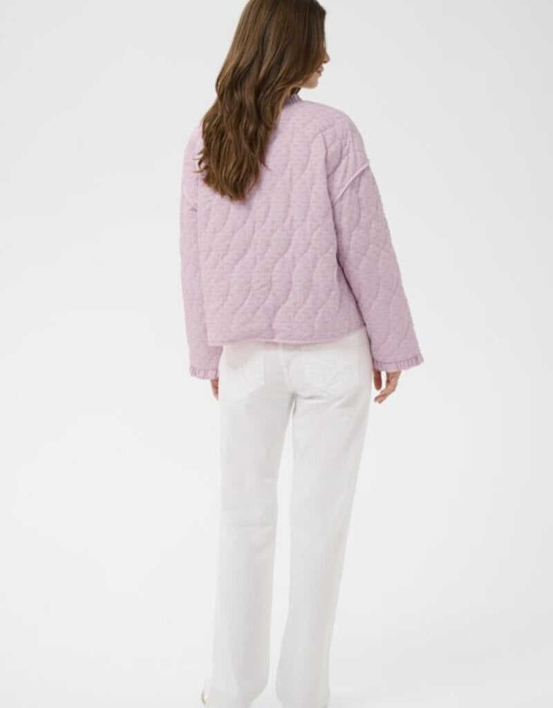 Cream Lummi 100% Cotton Quilted Jacket in Dobby Rose