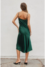 Dress Forum Ramiel Satin Bias Cut Slip Dress in Pine Green
