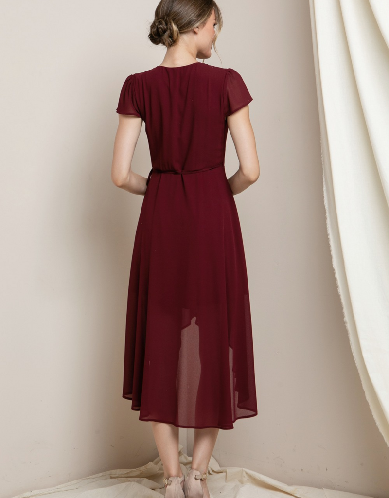 Soieblu Molly Midi Wrap Dress in Burgundy