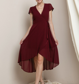 Soieblu Molly Midi Wrap Dress in Burgundy