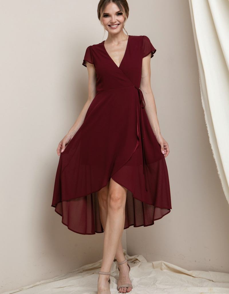 Soieblu Molly Midi Wrap Dress in Burgundy