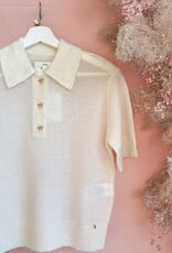 Des Petits Hauts Cowboy Knit Polo in Cream