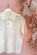 Des Petits Hauts Cowboy Knit Polo in Cream