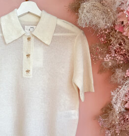 Des Petits Hauts Cowboy Knit Polo with Tiny Bow Buttons