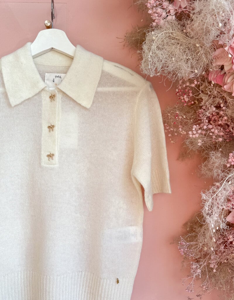 Des Petits Hauts Cowboy Knit Polo in Cream