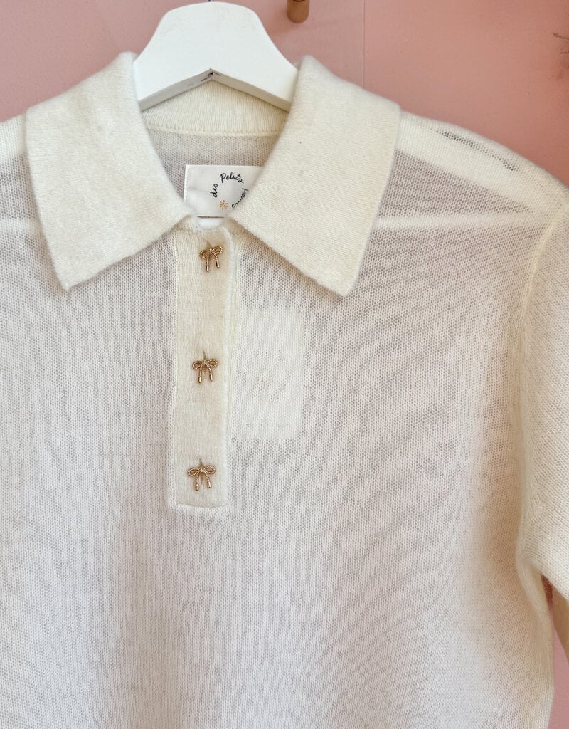 Des Petits Hauts Cowboy Knit Polo in Cream