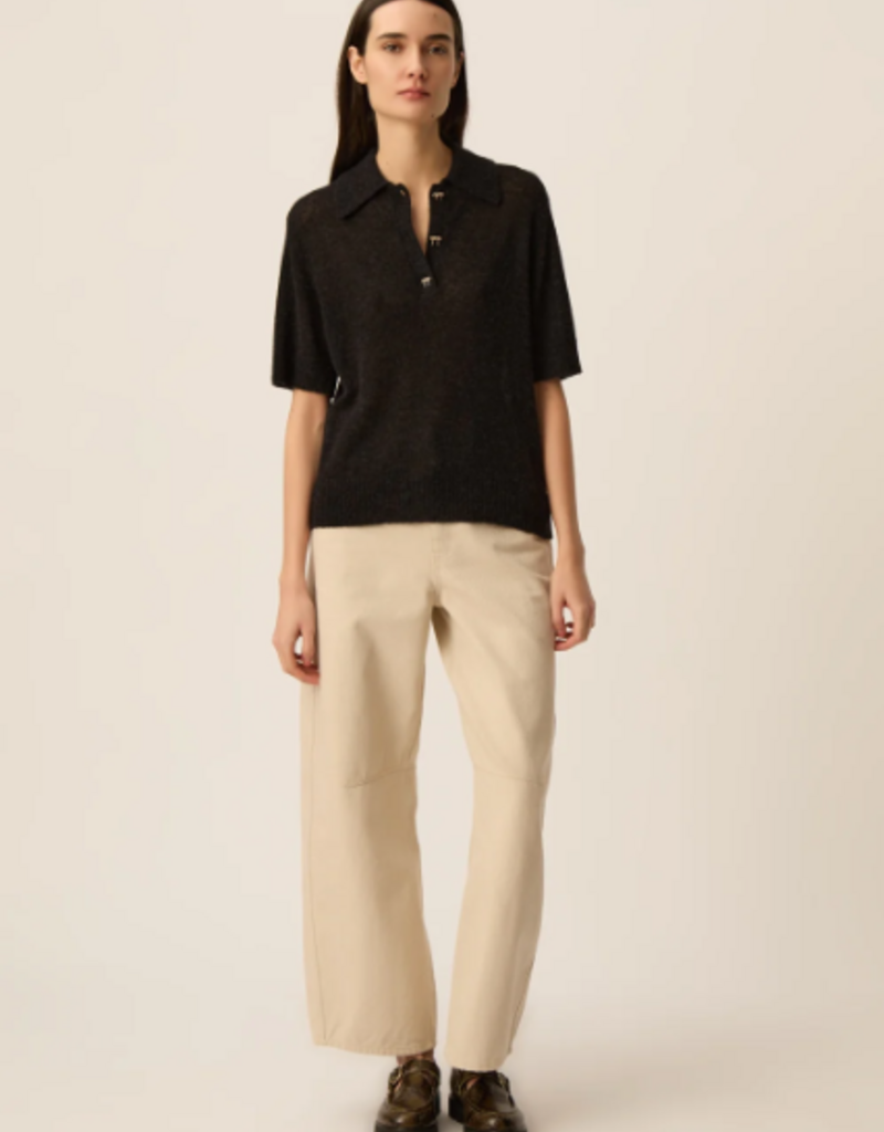 Des Petits Hauts Cowboy Knit Polo in Cream