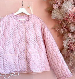 Cream Lummi Ruffled Cotton Quilted Jacket