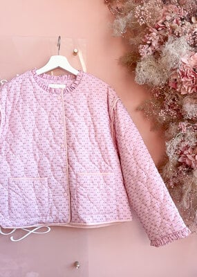 Cream Lummi Ruffled Cotton Quilted Jacket