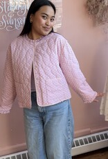 Cream Lummi 100% Cotton Quilted Jacket in Dobby Rose
