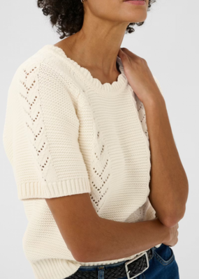 Part Two Anisette Scalloped Cotton Knit Top *XS & XXL Left*