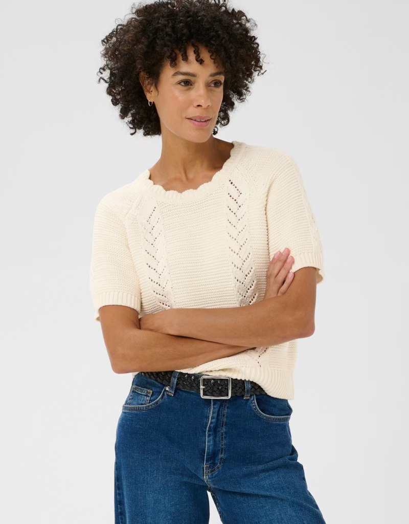 Part Two Anisette Cotton Knit Top in Whisper White