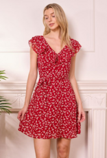 Angel Eye Alexandria Mini Flutter Dress In Red Floral