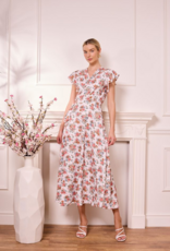 Angel Eye Marbella Midi Wrap Dress in White and Red Floral