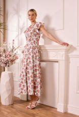 Angel Eye Marbella Midi Wrap Dress in White and Red Floral