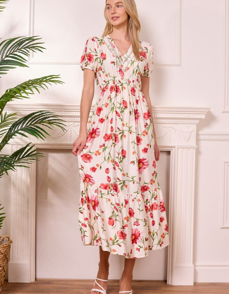 Angel Eye Sinop Maxi Dress In White and Red Floral