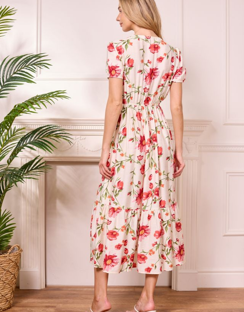 Angel Eye Sinop Maxi Dress In White and Red Floral