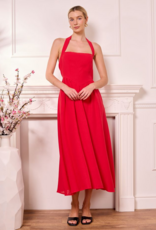 Angel Eye Marseille Halter Midi Dress in Red