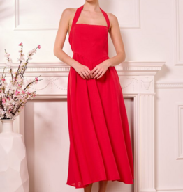 Angel Eye Marseille Halter Midi Dress in Red