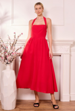 Angel Eye Marseille Halter Midi Dress in Red